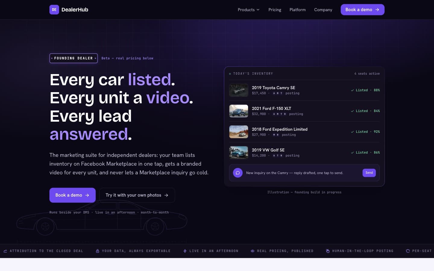 Dealerhub product screenshot